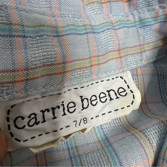 Vintage Carrie Beene plaid ruffle blouse sz 8 - Picture 4 of 6